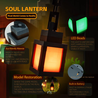Colorful Pixel Style Night Light - Portable Lantern for Festive Interior Decor, 16 Color Options